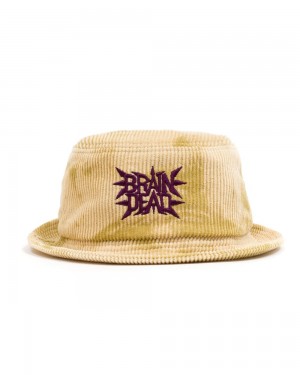 Gold Brain Dead Spikey Bleached Cord Bucket Hat | USA ACFS63105