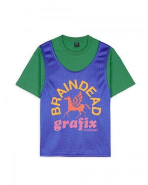 Green Blue Brain Dead Grafix Team Jersey T-Shirt | USA QHJN83170