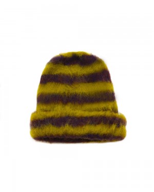 Green Brain Dead Boxy Stripe Knit Beanie | USA CZAR23670