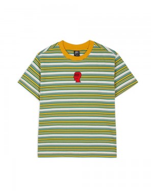 Green Brain Dead Classics Striped Baby Tee T-Shirt | USA ZPND85216