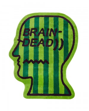 Green Brain Dead Logo Head Striped 6ft Rug | USA PJGF91720