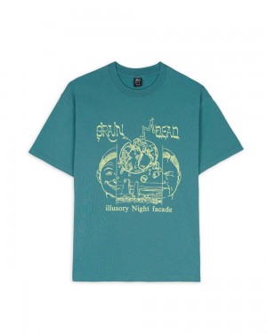 Green Brain Dead Night Facade T-Shirt | USA ICGF84123