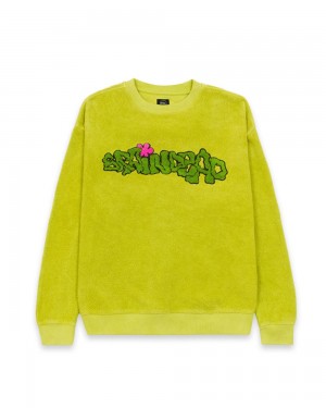 Green Brain Dead Slime Reverse Fleece Crewneck Sweatshirt | USA PCFJ29147