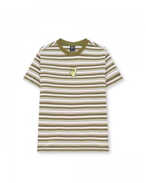 Green Brain Dead Striped Baby T-Shirt | USA LDYP23891