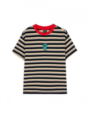 Green Brain Dead Striped Baby Tee T-Shirt | USA GEBX03261