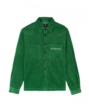 Green Brain Dead Trademark Wide Wale Snap Shirt Jacket | USA ICQX94015