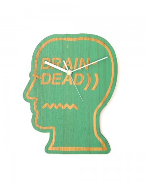 Green Brain Dead Wooden Logo Head Clock Homeware | USA BNHV05287