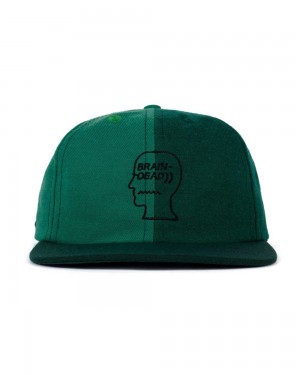 Green Brain Dead Wool Logohead Split Hat | USA YFSG21605