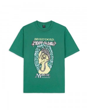 Green Brain Dead X Magic: The Gathering Skullclamp T-Shirt | USA LDWO95601