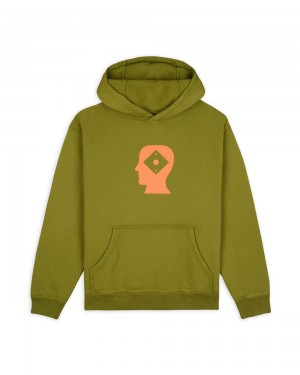 Green Brain Dead X Rapha Logo Lock Sweatshirt Hoodie | USA IHUM06237