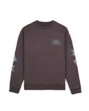 Grey Brain Dead Electronic Attack Crewneck Sweatshirt | USA LKGA89125