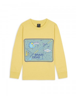 Lemon Brain Dead Galaxy Kids Long Sleeve T-Shirt | USA ERFK15327