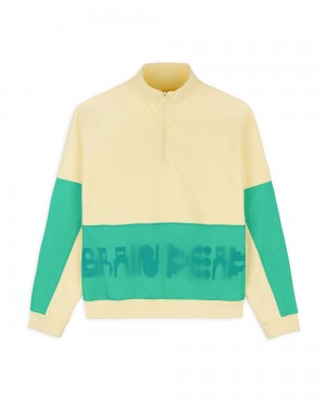 Lemon Brain Dead Gastromaniac Overlay Half Zip Fleece Sweater | USA SBZP85431