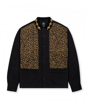 Leopard Black Brain Dead Cheetah Cabana Shirt | USA SPTE70145