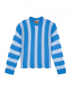 Light Blue Brain Dead Fuzzy Threadbare Sweater | USA ECKU51734