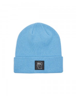 Light Blue Brain Dead Logo Head Wool Beanie | USA PXUJ73098