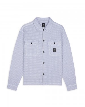 Light Blue Brain Dead Waffle Button Front Shirt | USA WIMS14890