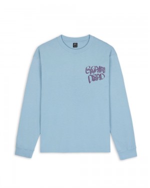 Light Blue Brain Dead Wine Chomper Long Sleeve T-Shirt | USA UXOQ72903