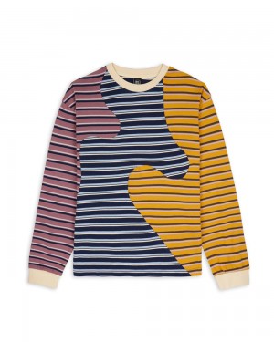 Multicolor Brain Dead 92 Organic Paneled Striped Long Sleeve T-Shirt | USA WRJD75968