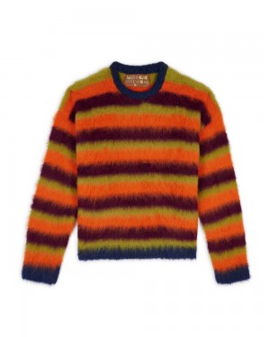 Multicolor Brain Dead Blurry Lines Alpaca Crewneck Sweater | USA MBZS60359