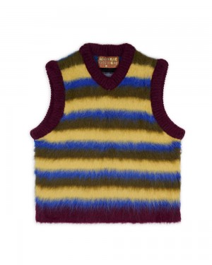 Multicolor Brain Dead Blurry Lines Alpaca Sweater Vest | USA AMNR16875