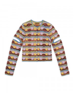 Multicolor Brain Dead Bubble Knit Cardigan | USA QETW59802