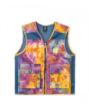 Multicolor Brain Dead Dyed Canvas Spacer Mesh Tactical Vest | USA AUDQ09423