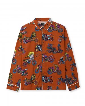 Multicolor Brain Dead Moto Pajama Shirt | USA DMRP18734