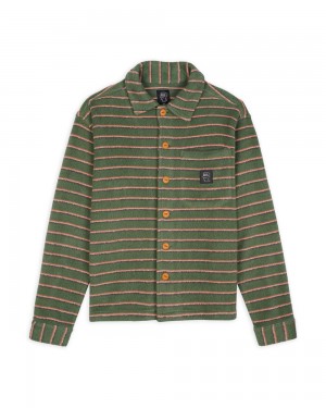 Multicolor Brain Dead Striped Micro Sherpa Overshirt Shirt | USA STAQ09435