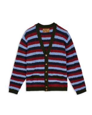 Multicolor Brain Dead Teddy Fur Striped Cardigan | USA PKEZ54709