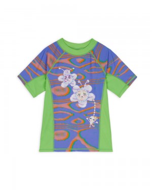 Multicolor Brain Dead Wiggly Rash Guard Shirt | USA XJLB34612