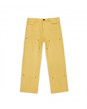 Mustard Brain Dead Herringbone Utility Pant | USA ZFTL85426