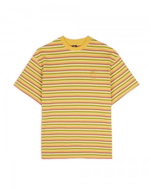 Mustard Brain Dead Nineties Blocked Striped T-Shirt | USA JDXC42065