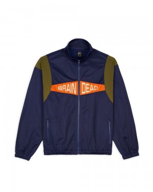 Navy Brain Dead Alonzo Paneled Rib Track Jacket | USA BUFL52986