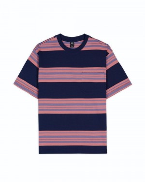 Navy Brain Dead Baker Striped Pocket T-Shirt | USA XCNT14053