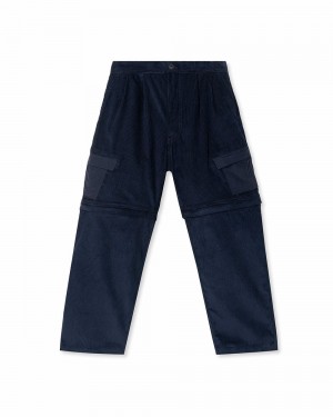 Navy Brain Dead Convertible Corduroy Zip Off Pant | USA JVGE90834