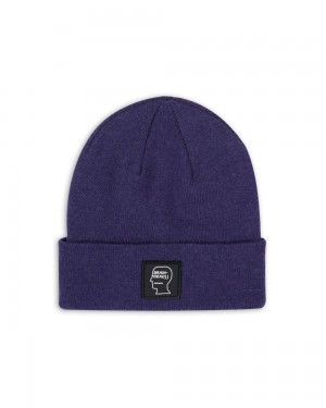 Navy Brain Dead Fw22 Logo Head Wool Beanie | USA RJVZ09685