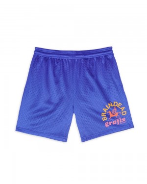 Navy Brain Dead Grafix Team Shorts | USA MFWR46913