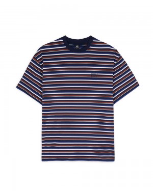 Navy Brain Dead Nineties Blocked Striped T-Shirt | USA TUAB71930