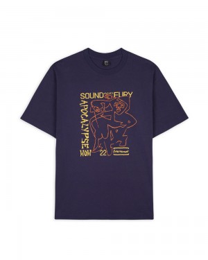 Navy Brain Dead Sound & Fury Lineup T-Shirt | USA ECRV68259