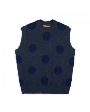 Navy Brain Dead Teddy Fur Dot Knit Vest | USA GLTN50368