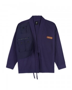 Navy Brain Dead Utility Kimono Jacket | USA HCOF75918