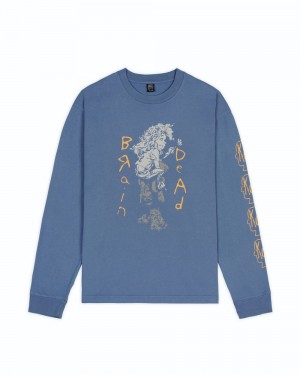 Navy Brain Dead X Korn Flower Pickers Long Sleeve T-Shirt | USA KQTY72305