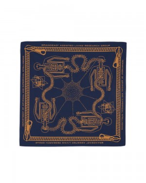 Navy Brain Dead Zipper Bandana Homeware | USA BAWO53682