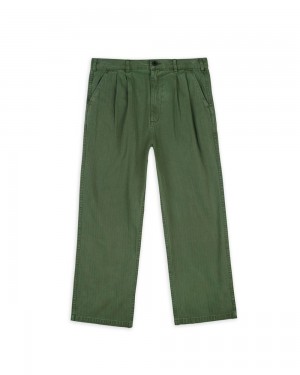 Olive Brain Dead Gastro Pigment Dyed Herringbone Pant | USA UITF47830