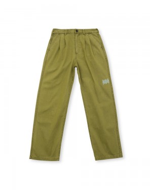 Olive Brain Dead Livewire Pigment Dyed Herringbone Pant | USA RMZP47823