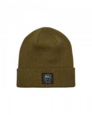 Olive Brain Dead Logo Head Wool Beanie | USA IPBL96105