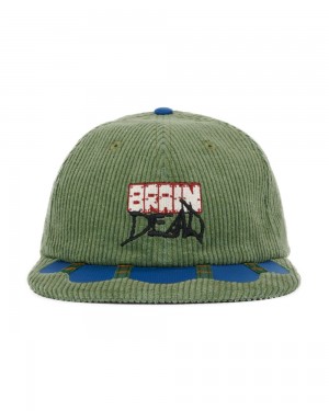 Olive Brain Dead Sludge Twill 6 Panel Cap | USA FIKU09857