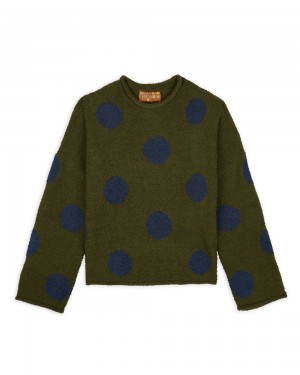 Olive Brain Dead Teddy Fur Dot Knit Sweater | USA DOEC13609