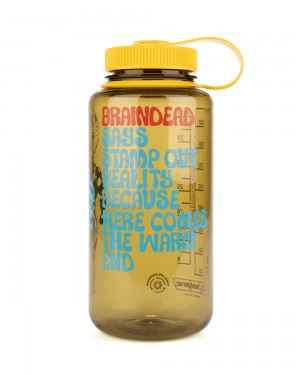 Olive Yellow Brain Dead Stamp Out Reality Nalgene 32oz Wide Mouth Homeware | USA AYXN84602